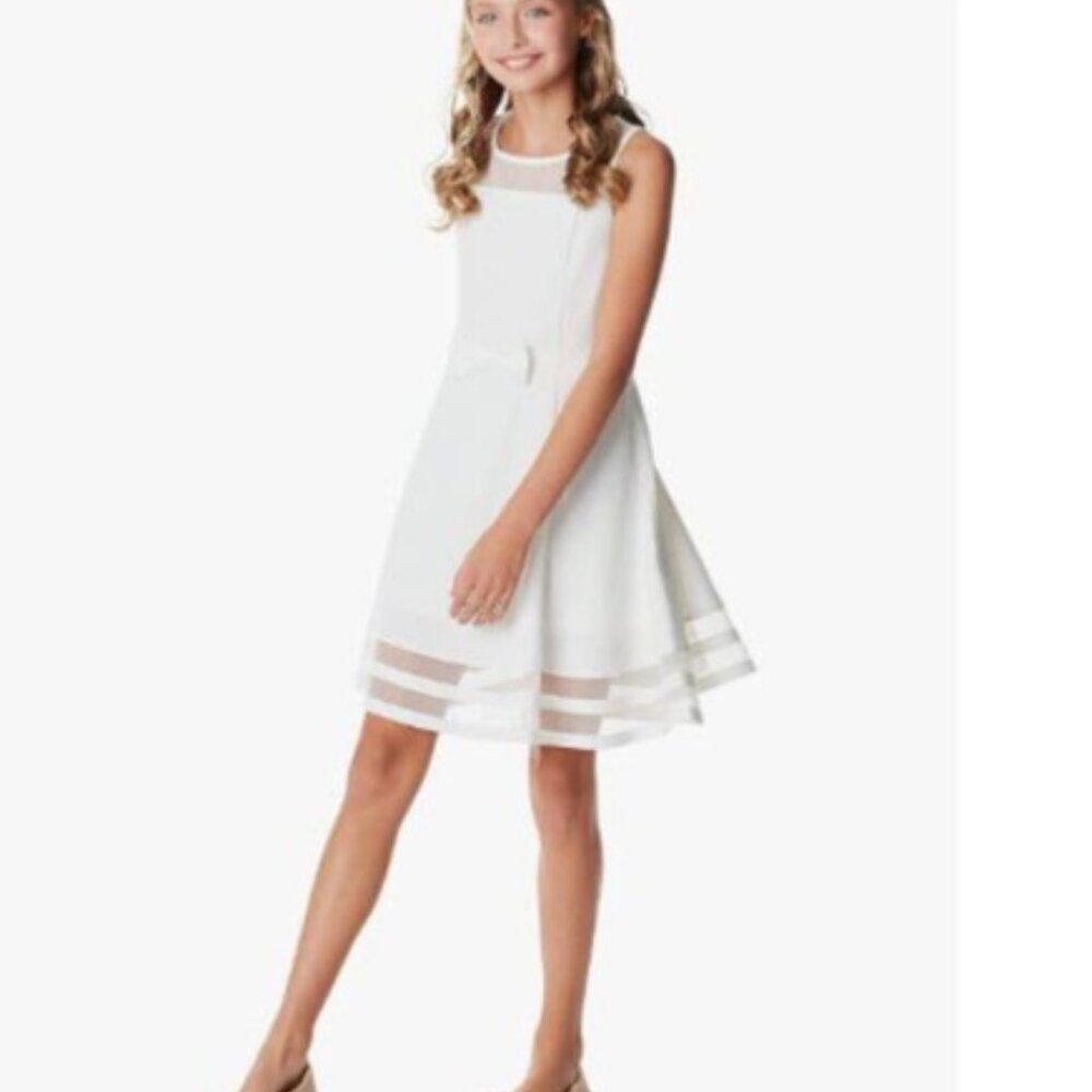 Calvin Klein White Kids Formal Dress with Bow
